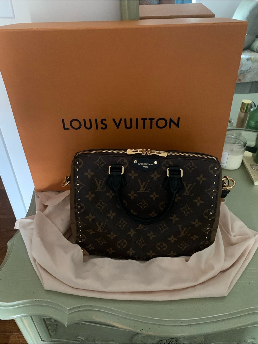 Louis Vuitton Black Interior Logo Patch Handbag